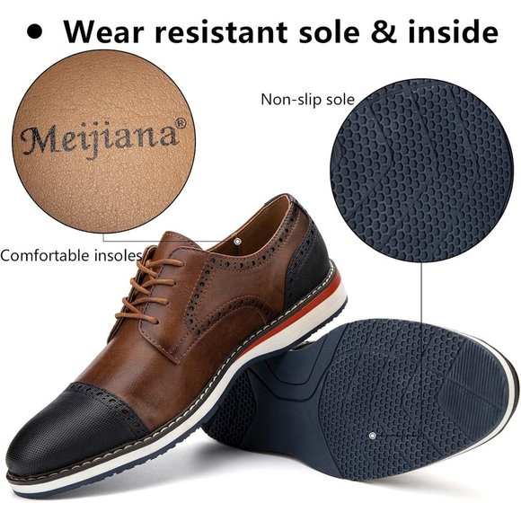 Men\'s Oxfords Casual Brown Dress Leather Lace Up for Men Business Oxford Shoes main image 6
